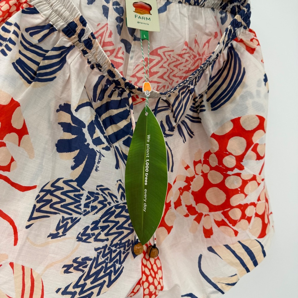 NWT Farm Rio Lobster Print 100% Cotton Pull-On Shorts Women Size Large - Picture 7 of 11